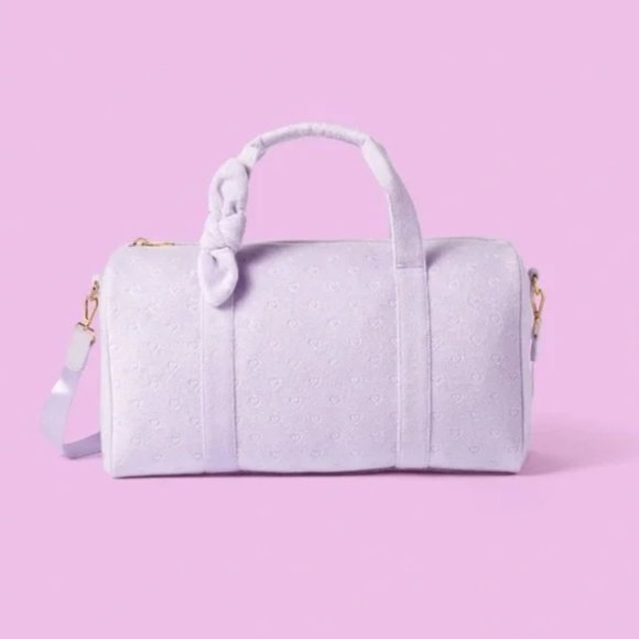 Stoney Clover Lane x Target Purple Terry Cloth Mini Hearts Duffle Bag - Picture 1 of 3